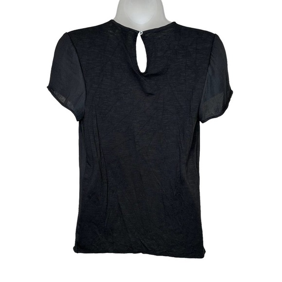 Dolan Anthropologie Blouse Womens Pleated Front Short Sleeve Black Extra Small - Picture 5 of 10